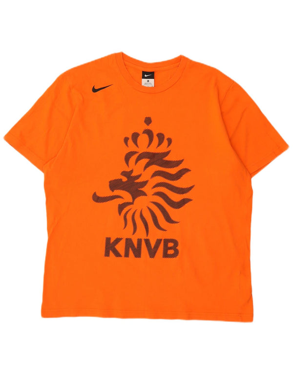 Nike Mens KNVB Graphic T-Shirt Top UK 46/48 XL Orange Cotton