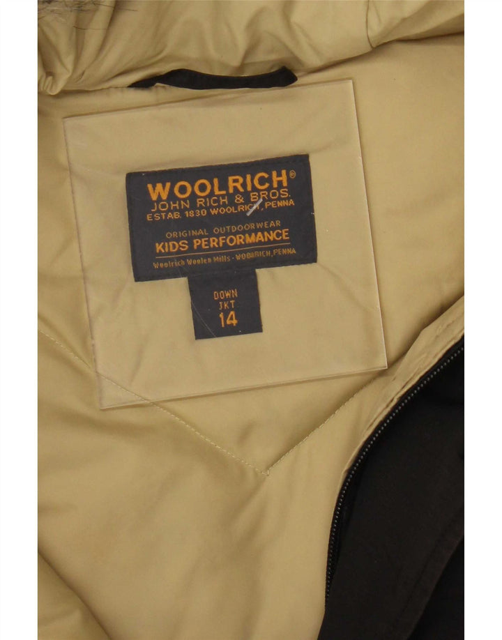 Palton căptușit cu glugă Woolrich pentru băieți 13-14 ani, negru