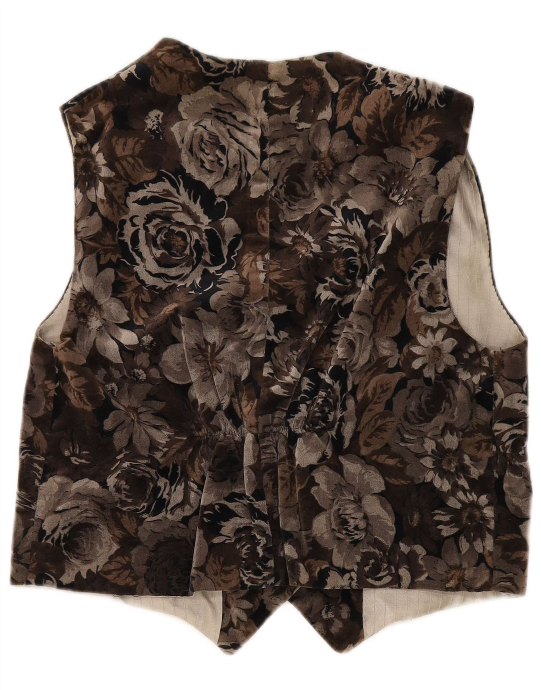 Vestă vintage pentru femei UK 12 Medium Brown Floral