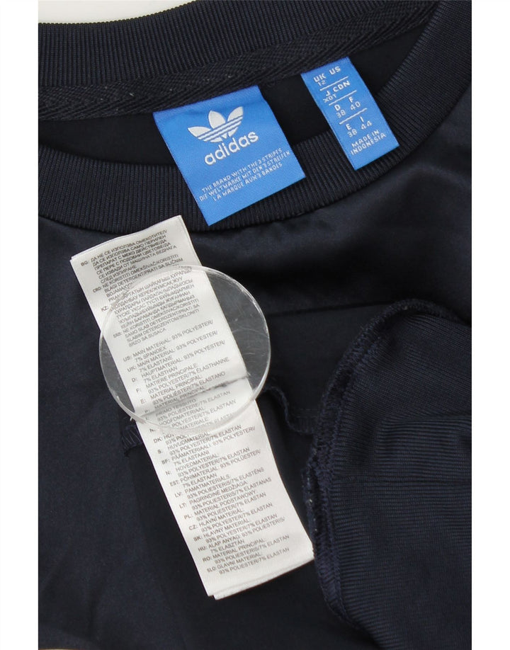 Pulover de hanorac grafic Adidas pentru femei UK 12 Medium Bleumarin Poliester