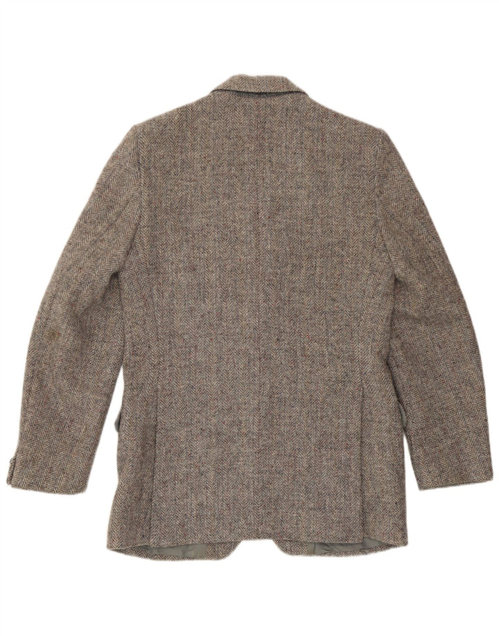Jachetă pentru bărbați Harris Tweed, cu 2 nasturi, UK 36, gri, în spinare