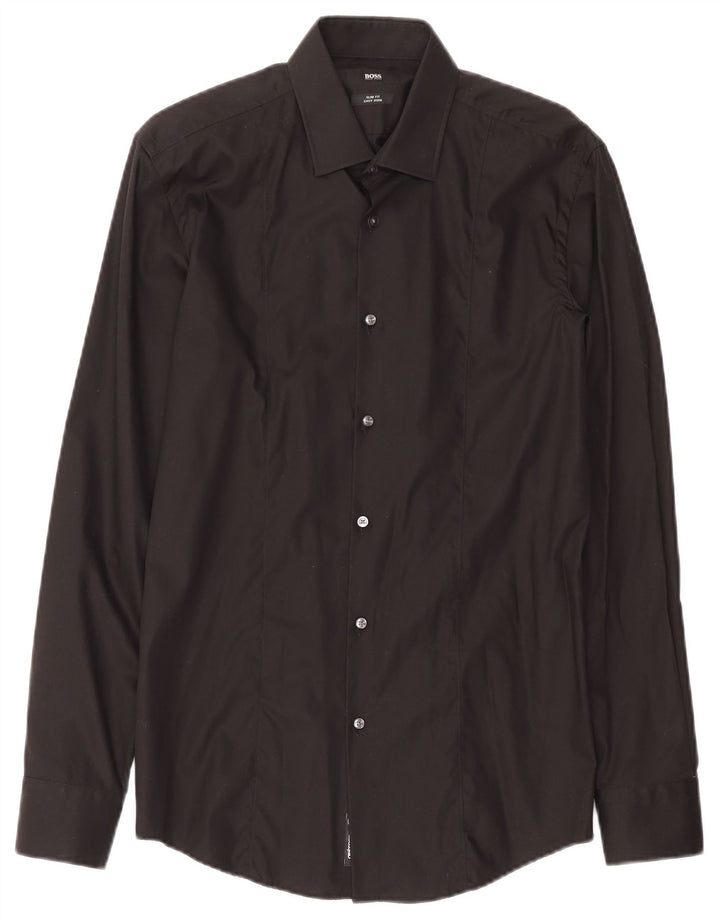 Cămașă pentru bărbați Hugo Boss Slim Fit Mărimea 39 Bumbac mediu negru