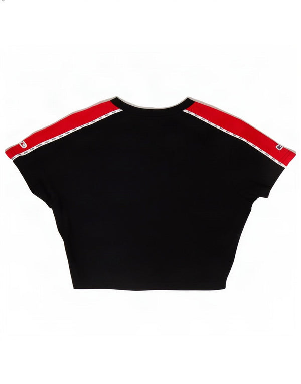 Ellesse Womens Crop Graphic T-Shirt Top UK 10 Small Black Colourblock