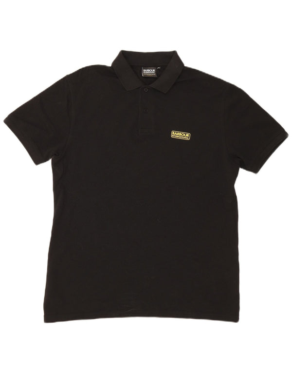 Tricou polo Barbour pentru bărbați, bumbac mediu negru