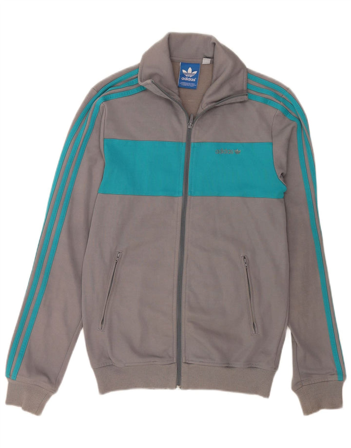 Jachetă de top pentru trening Adidas pentru bărbați, bumbac color bloc, gri mic