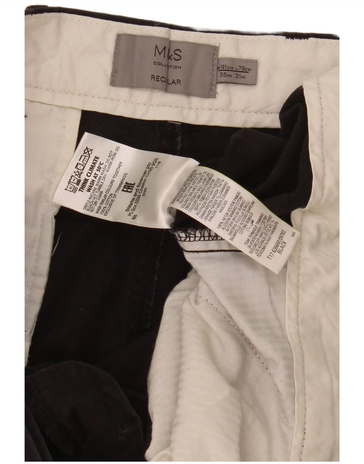 Pantaloni chino obișnuiți pentru bărbați Marks & Spencer L36 L31 bumbac negru