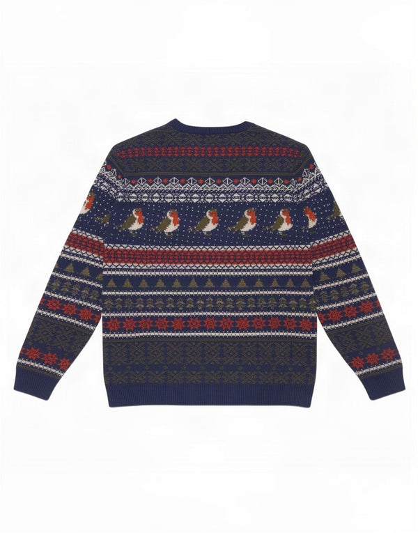 Pulover pentru bărbați Marks & Spencer, cu gât de barcă, XL, bleumarin, Fair Isle