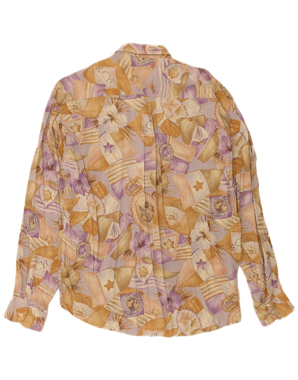 Cămașă Vintage Bărbați Medium Bej Floral Vâscoză