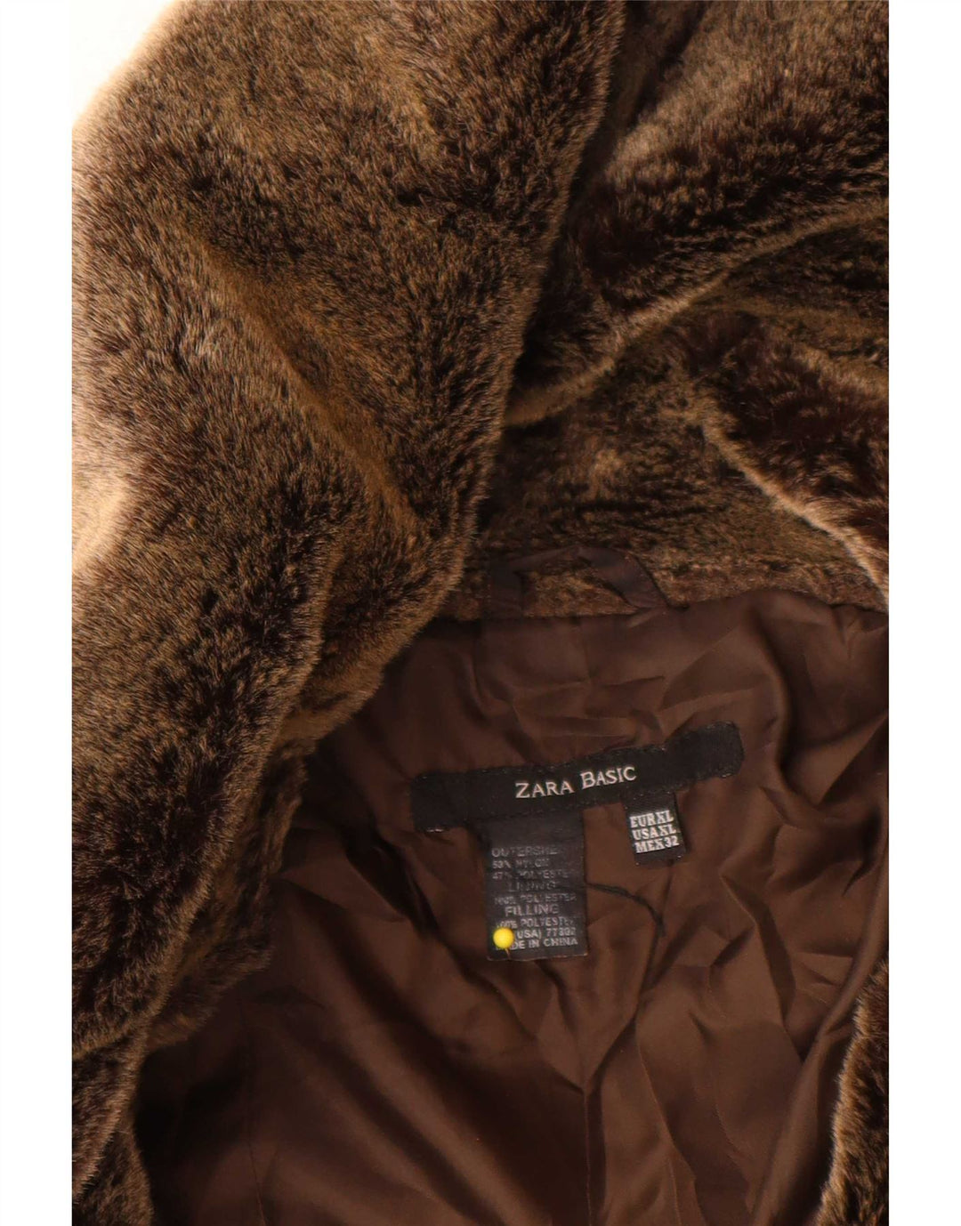 Jachetă căptușită pentru femei Zara UK 18 XL, maro, nailon