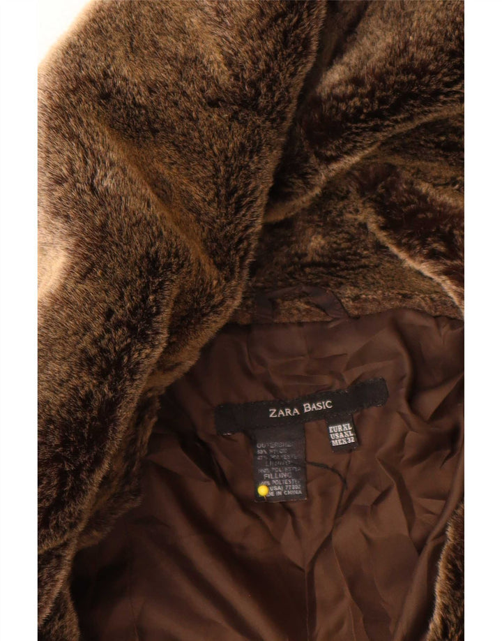 Jachetă căptușită pentru femei Zara UK 18 XL, maro, nailon