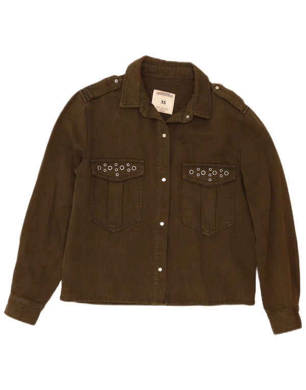 Cămașă militară supradimensionată pentru femei Zara UK 6 XS Verde