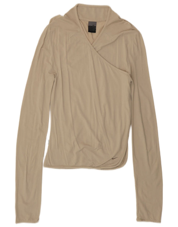 Nike Dri Fit Top cu mânecă lungă pentru femei UK 8/10 Small Bej