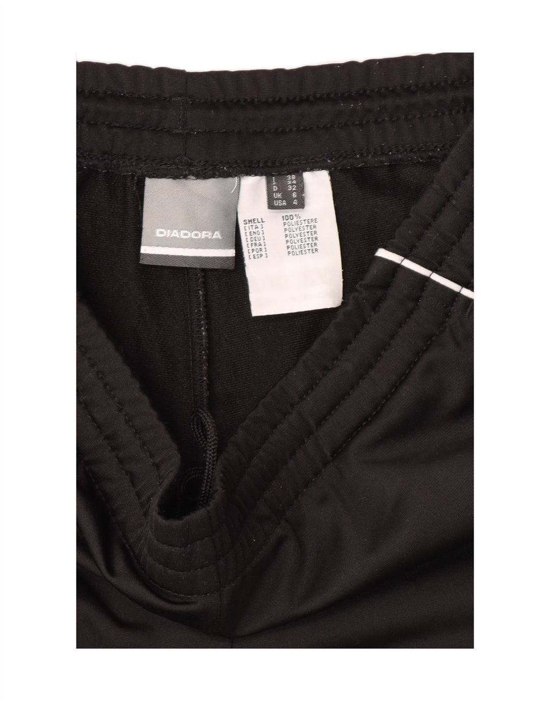 DIADORA Womens Tracksuit Trousers UK 6 XS Black Polyester Vintage Diadora and Second-Hand Diadora from Messina Hembry 