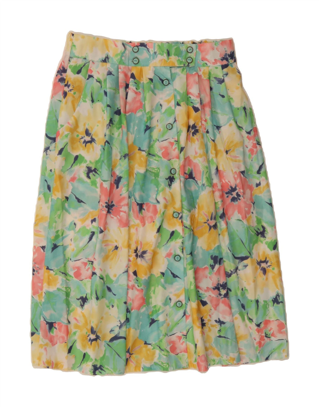 VINTAGE Womens Straight Skirt W32 Large  Multicoloured Floral Polyester Vintage Vintage and Second-Hand Vintage from Messina Hembry 