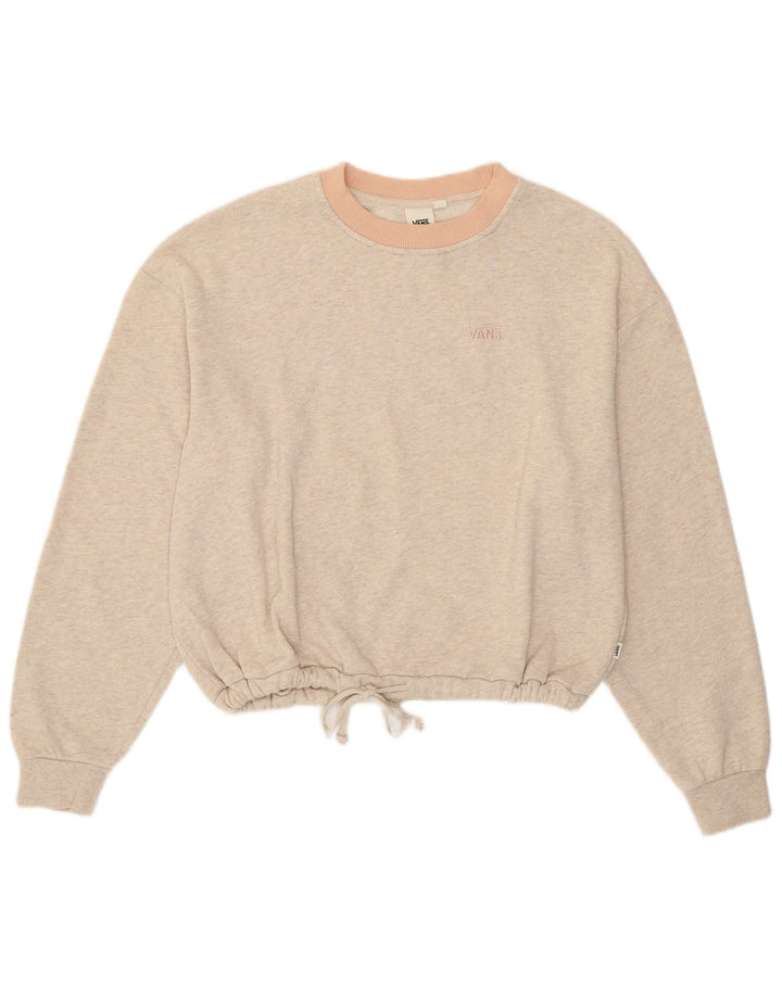 VANS Womens Oversized Sweatshirt Jumper UK 6 XS Beige Cotton