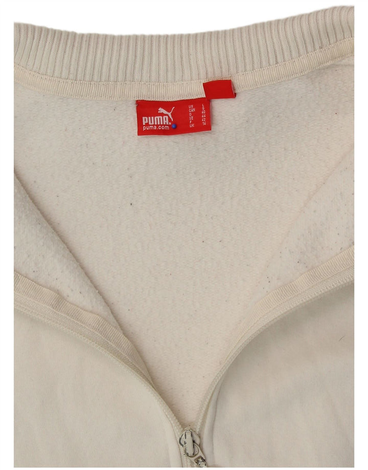 PUMA Womens Tracksuit Top Jacket UK 14 Large Off White