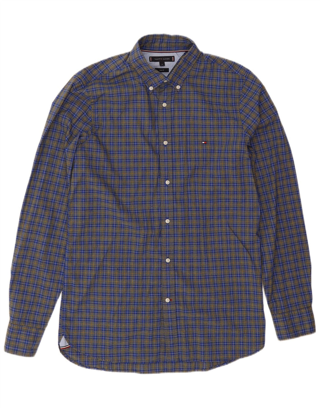 Cămașă pentru bărbați Tommy Hilfiger Slim Fit, bumbac cu carouri albastru mediu