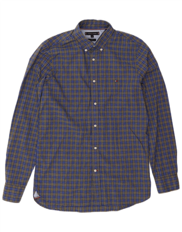 Cămașă pentru bărbați Tommy Hilfiger Slim Fit, bumbac cu carouri albastru mediu