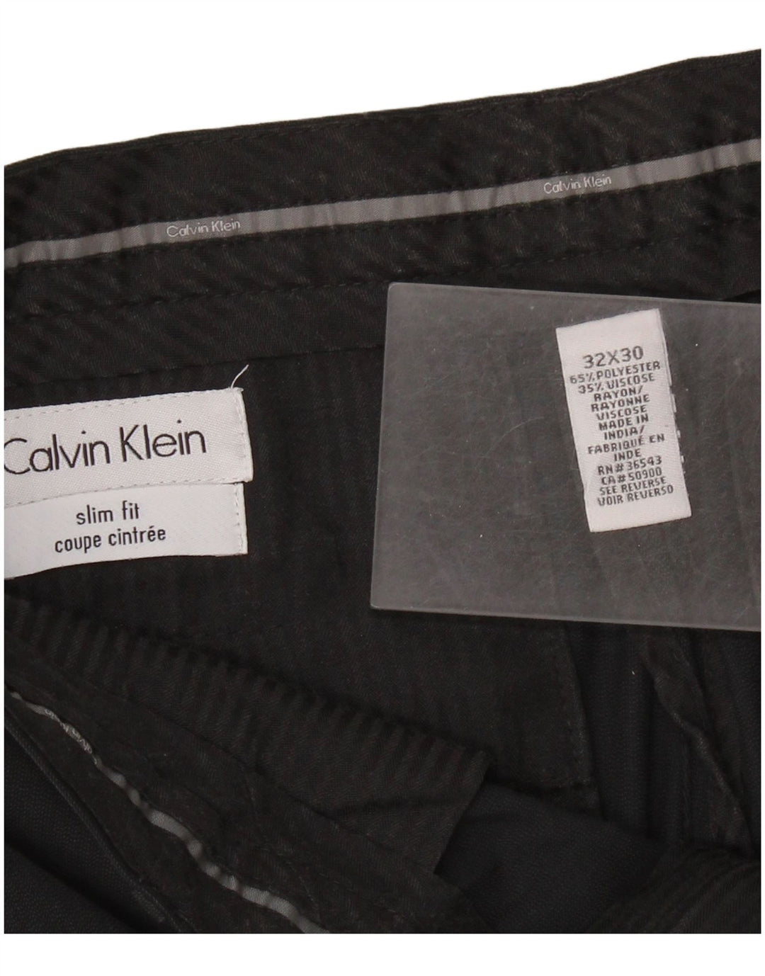 Pantaloni de costum pentru bărbați CALVIN KLEIN Slim Fit L32 L30 Poliester negru