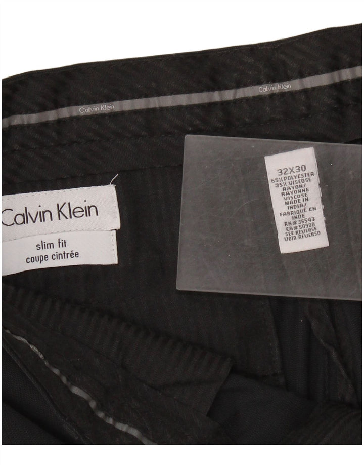 Pantaloni de costum pentru bărbați CALVIN KLEIN Slim Fit L32 L30 Poliester negru