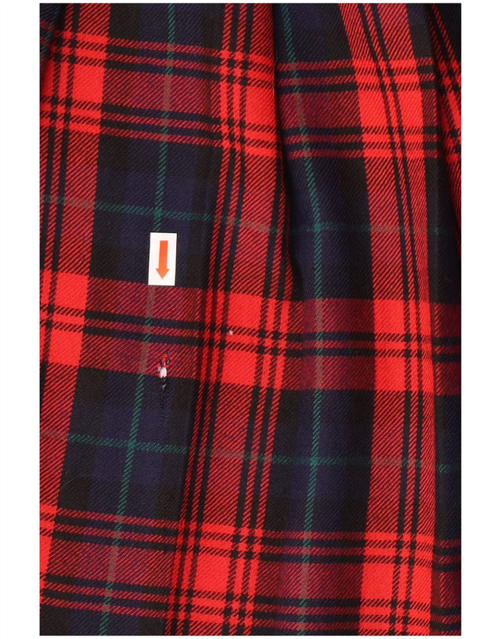 Fusta plisată cuțit vintage pentru femei IT 42 Medium W28 Lână virgină cu carouri roșii