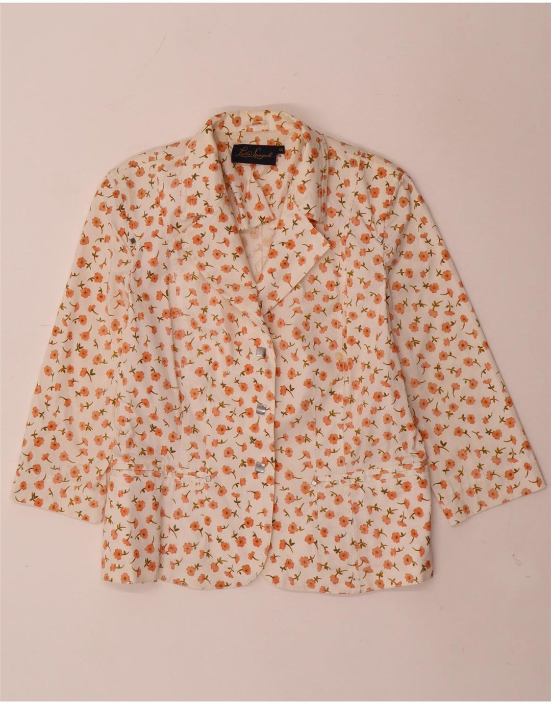 LUISA SPAGNOLI Jachetă Blazer Femei cu 3 nasturi IT 44 Medium White Floral
