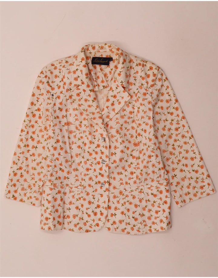 LUISA SPAGNOLI Jachetă Blazer Femei cu 3 nasturi IT 44 Medium White Floral