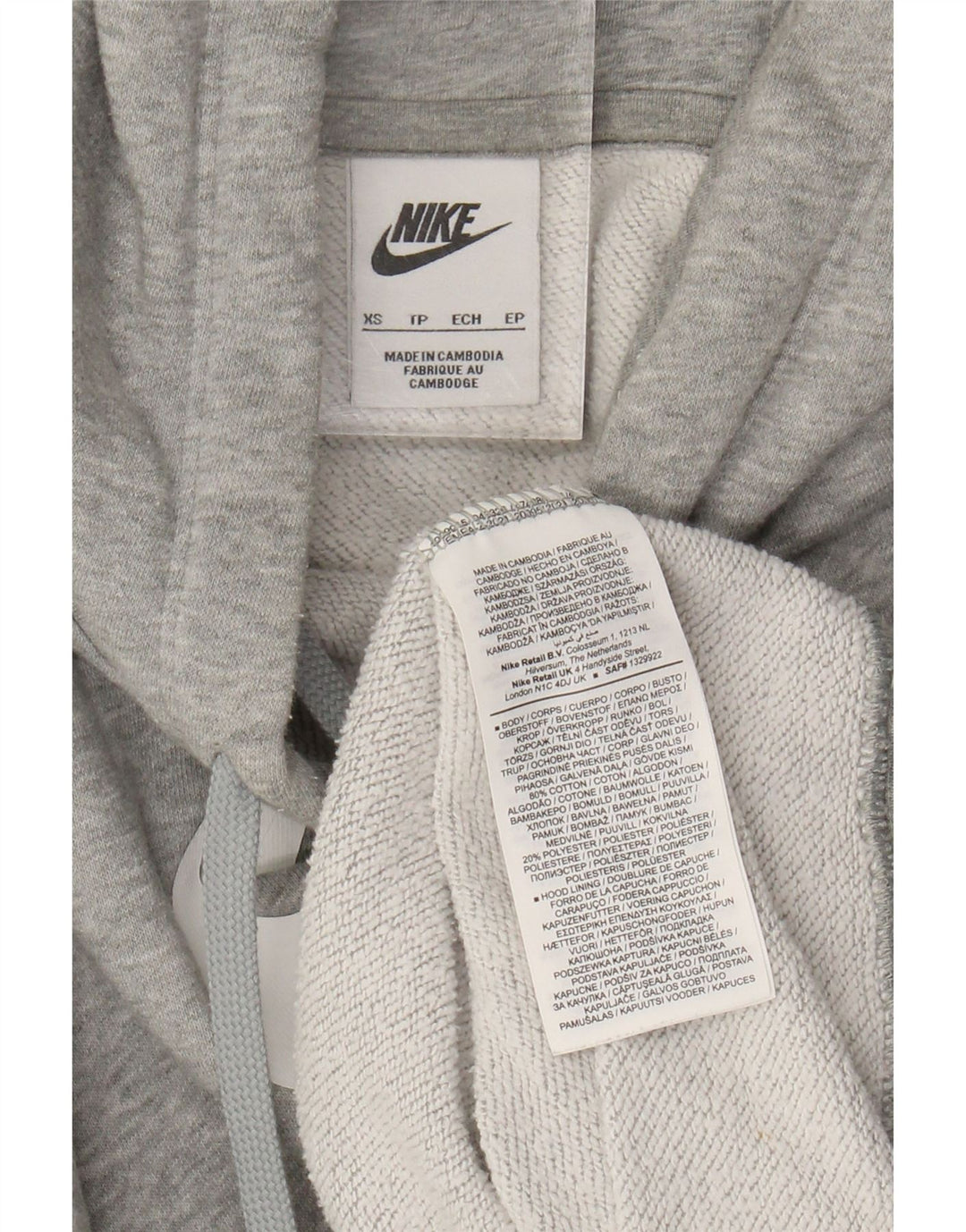 Pulover NIKE pentru femei, supradimensionat, cu hanocă grafică UK 6 XS, bumbac cu pete gri