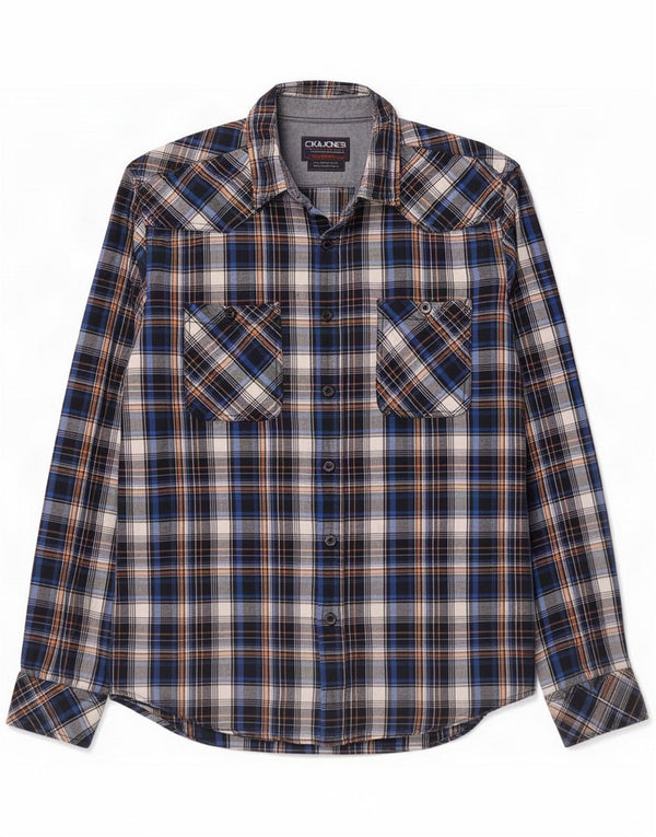 Jack & Jones Cămașă cu grafică pentru bărbați Medium Blue Plaid
