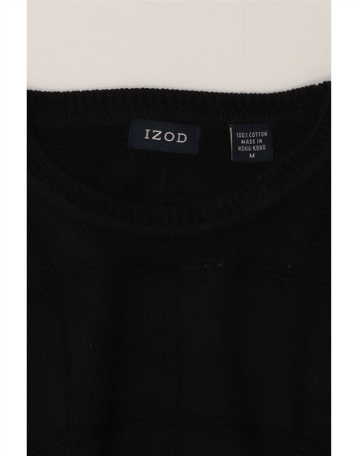 Pulover IZOD pentru bărbați, cu gât roșu, bumbac mediu negru