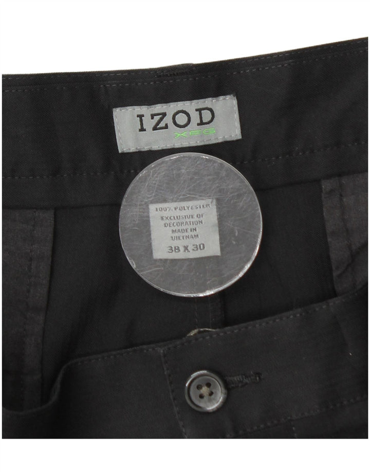 Pantaloni cargo drepti pentru bărbați IZOD W38 L30 poliester negru
