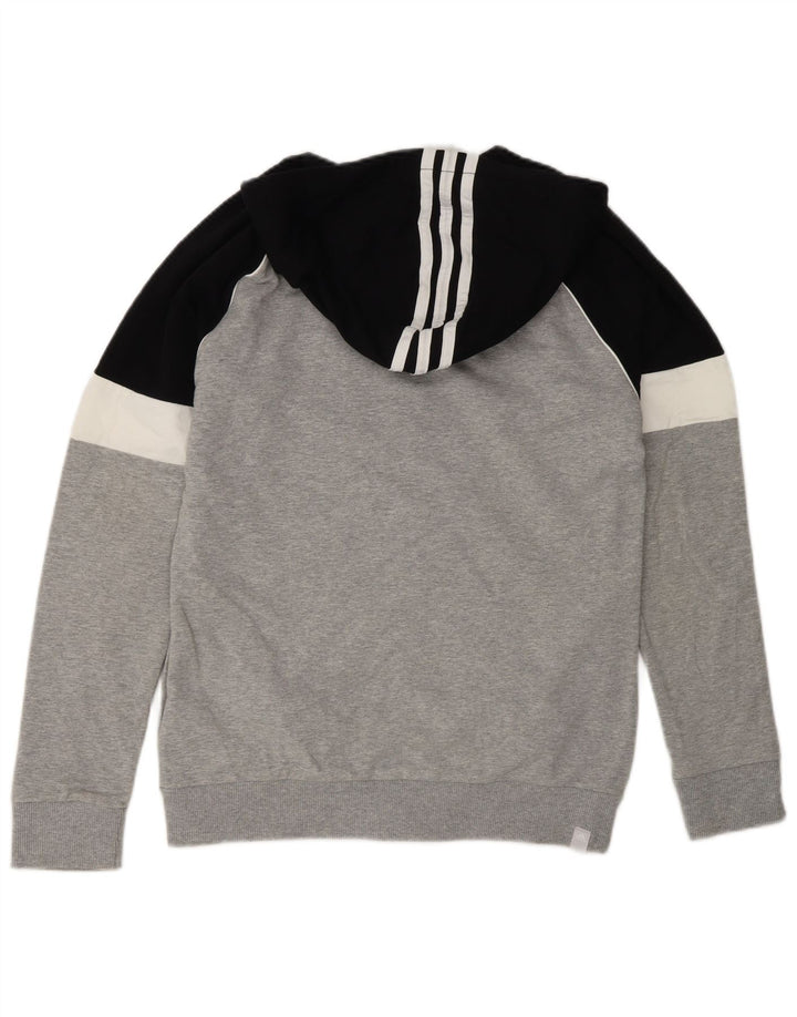 Pulover Adidas pentru bărbați, cu fermoar, din bumbac color bloc, gri mediu