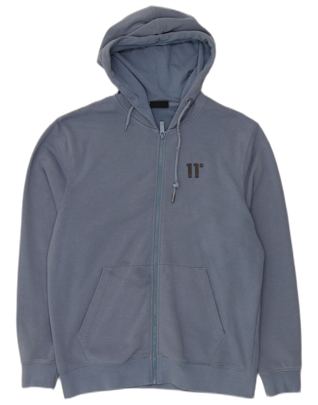 ELEVEN DEGREES Pulover cu glugă cu fermoar pentru bărbați, bumbac albastru mic