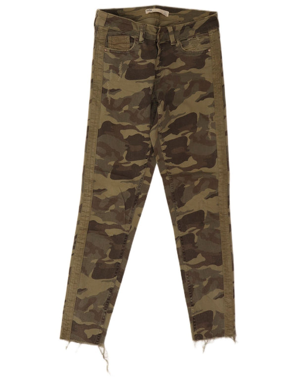 Blugi slim pentru femei Zara EU 34 2XS L24 L27 bumbac camuflaj kaki