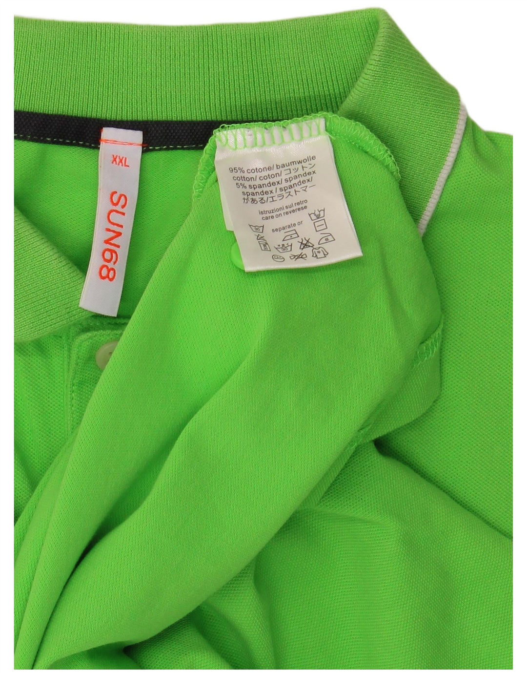 SUN68 Mens Polo Shirt 2XL Green Cotton