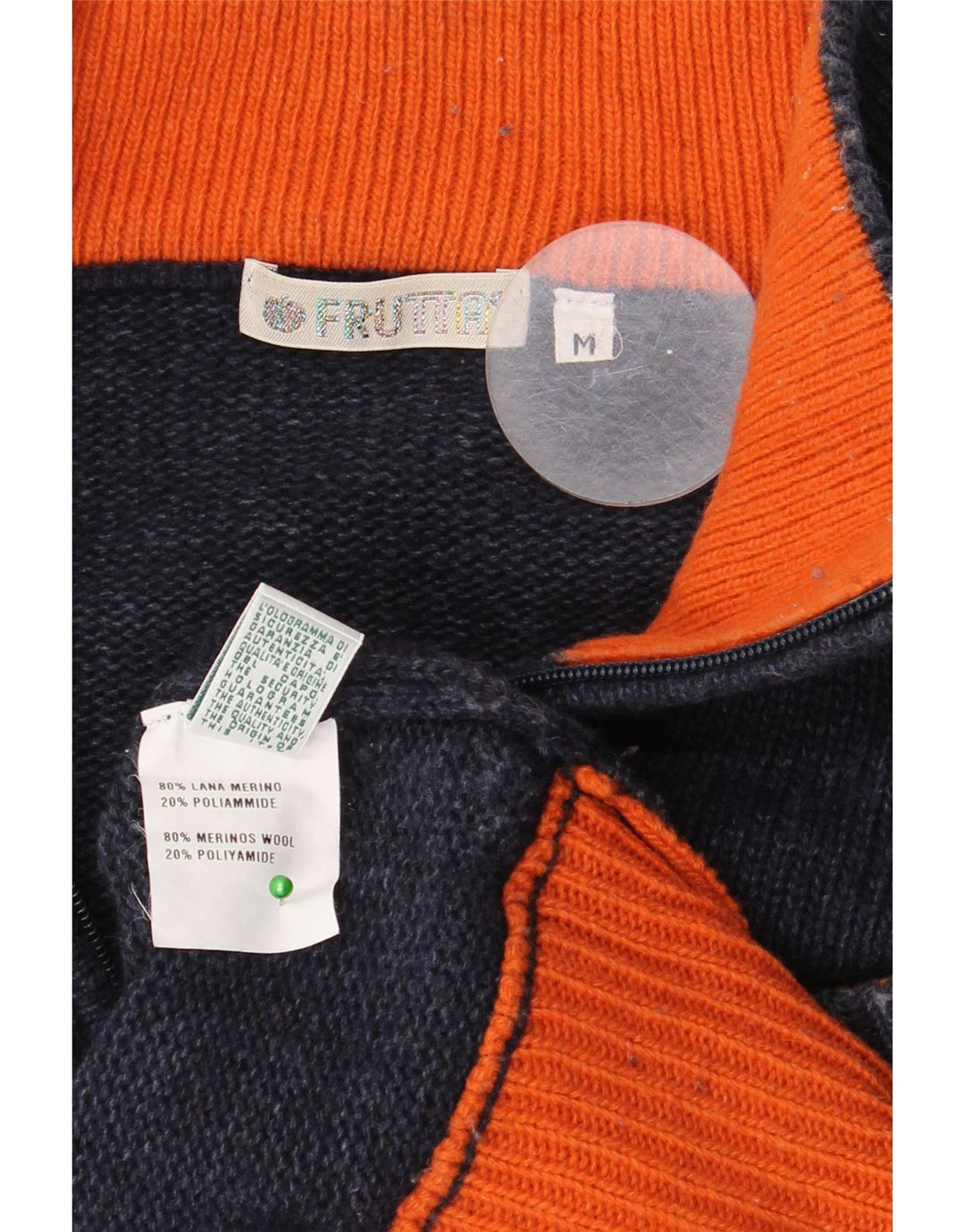 Pulover VINTAGE pentru bărbați, cu fermoar, cu gât, lână medie, albastru