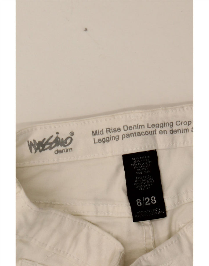 MOSSIMO Womens Mid Rise Distressed Cropped Jeans US 6 Medium W28 L26 White Vintage Mossimo and Second-Hand Mossimo from Messina Hembry 