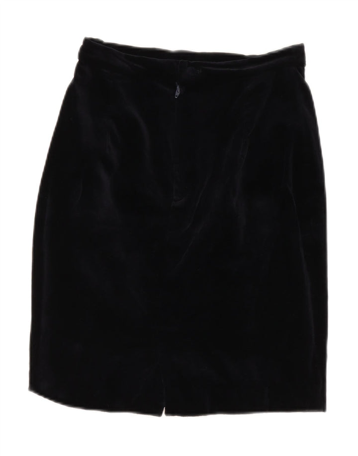 Fusta creion din catifea cu talie înaltă pentru femei VINTAGE IT 42 Medium W26 Bleumarin