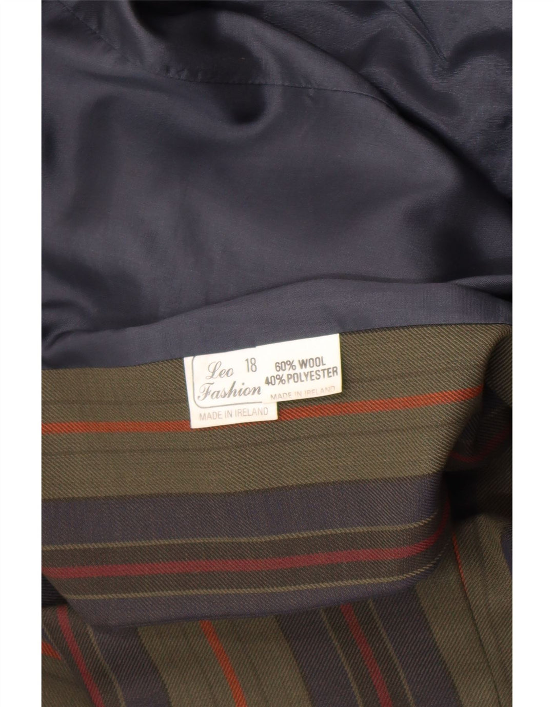 Jachetă vintage pentru femei cu 3 nasturi, UK 18 XL, lână cu dungi kaki