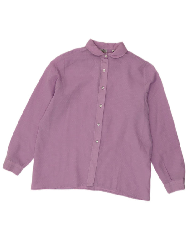 Bluză de cămașă vintage pentru femei UK 16 mare poliester cu pete violet