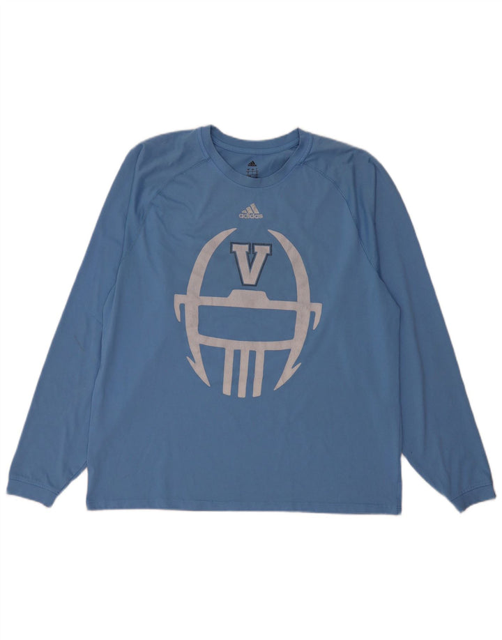 Adidas Villanova Graphic Top cu mânecă lungă, mare, albastru, poliester