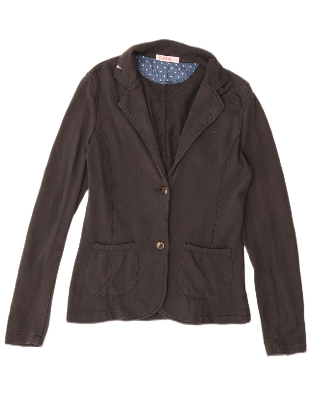 Sun68 Jachetă pentru femei cu 2 nasturi, UK 12, bumbac gri mediu