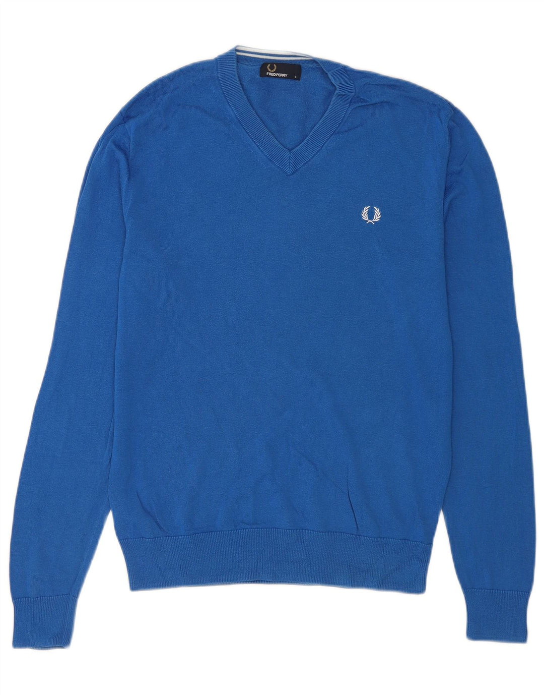 Fred Perry Pulover cu decolteu în V pentru bărbați, bumbac albastru mic