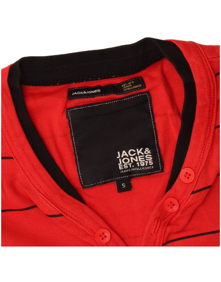 Jack & Jones Top pentru bărbați cu mânecă lungă din bumbac cu dungi roșii mici