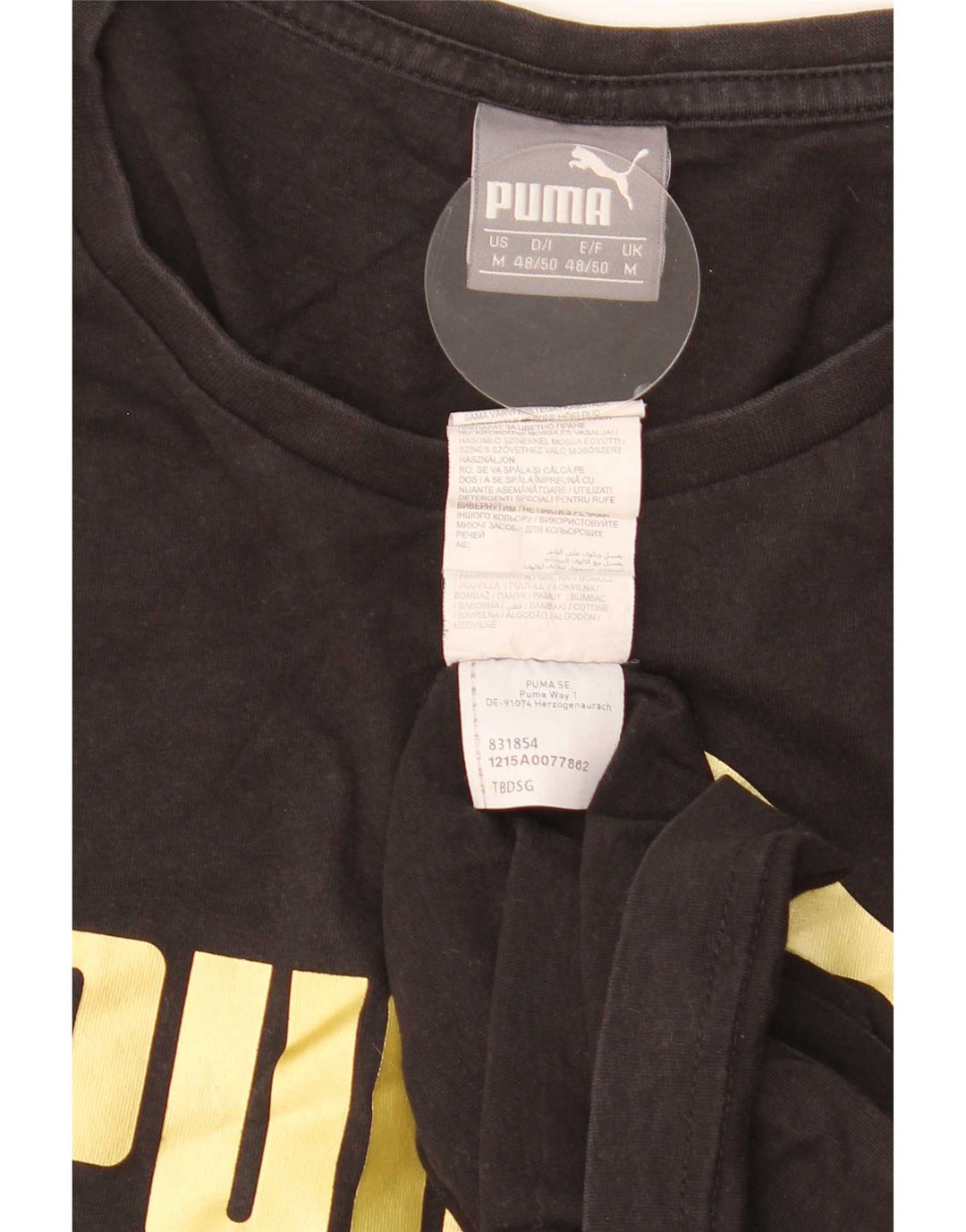 Tricou cu grafic Puma pentru bărbați Top mediu din bumbac negru