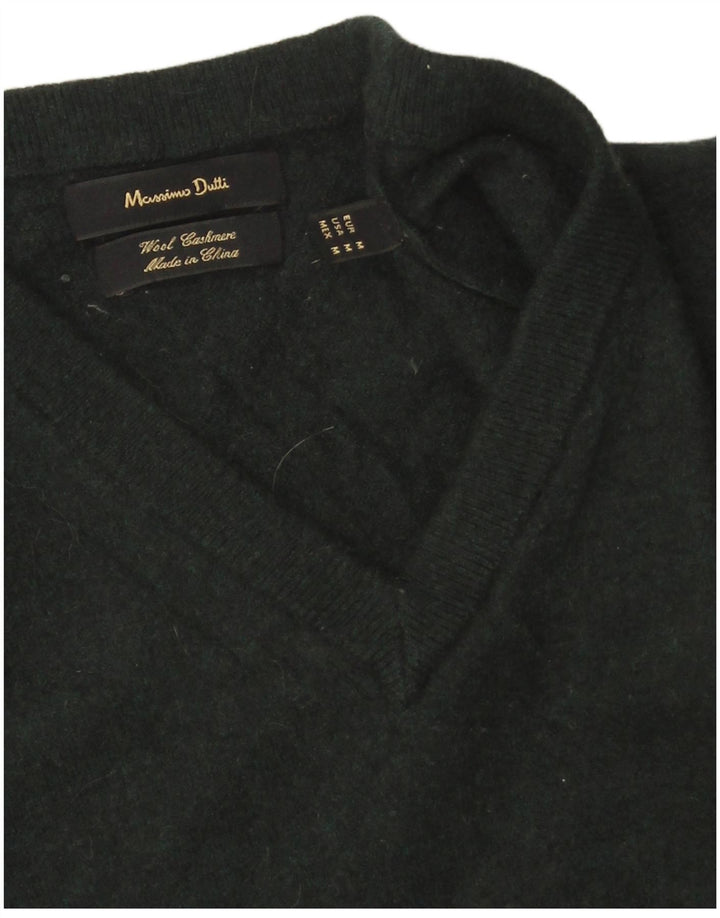 Pulover cu decolteu în V Massimo Dutti pentru femei UK 14 Lână verde medie