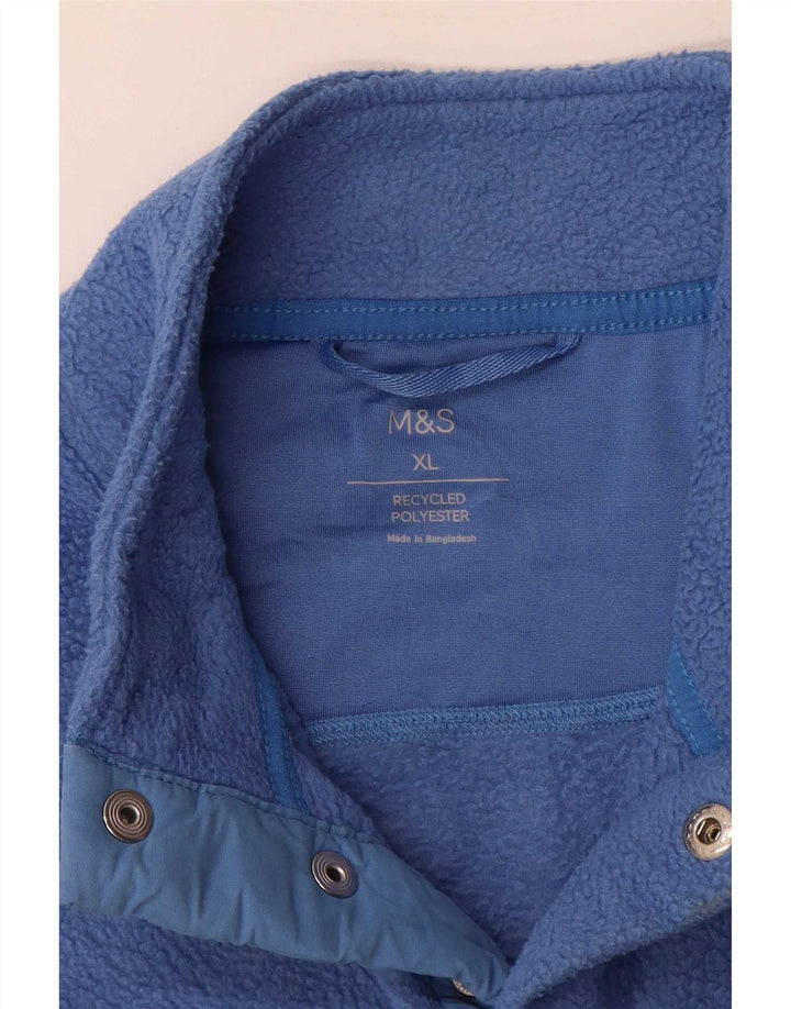 Pulover pentru bărbați Marks & Spencer, cu gât cu nasturi, fleece, XL, albastru