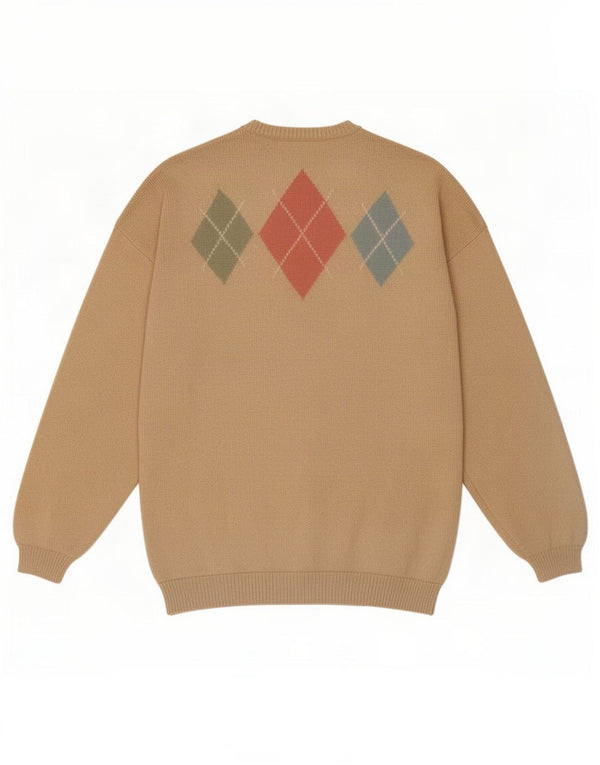 Pulover cardigan pentru femei Tulchan UK 14 Medium Bej Argyle/Diamond Bumbac