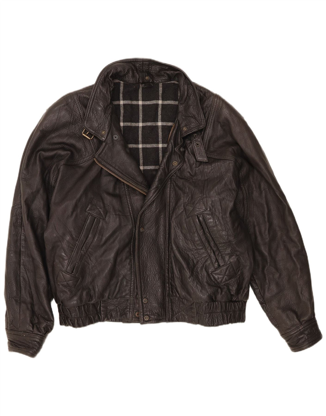 Geacă din piele vintage pentru bărbați IT 56 3XL din piele neagră