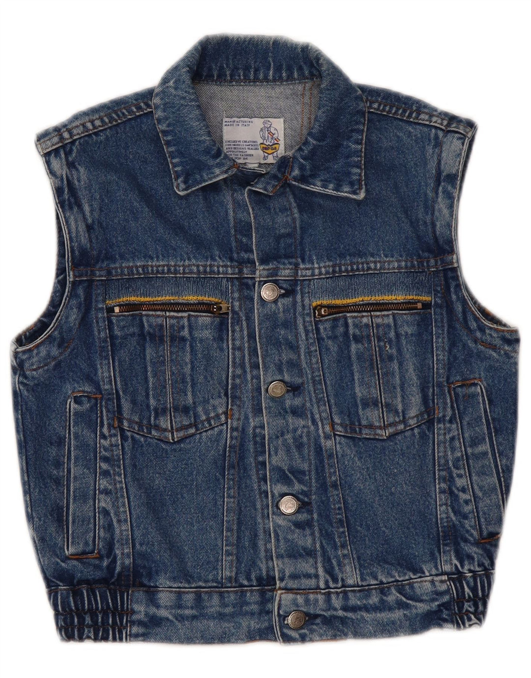 POP 84 Gilet Crop Denim pentru femei UK 2 2XS Albastru
